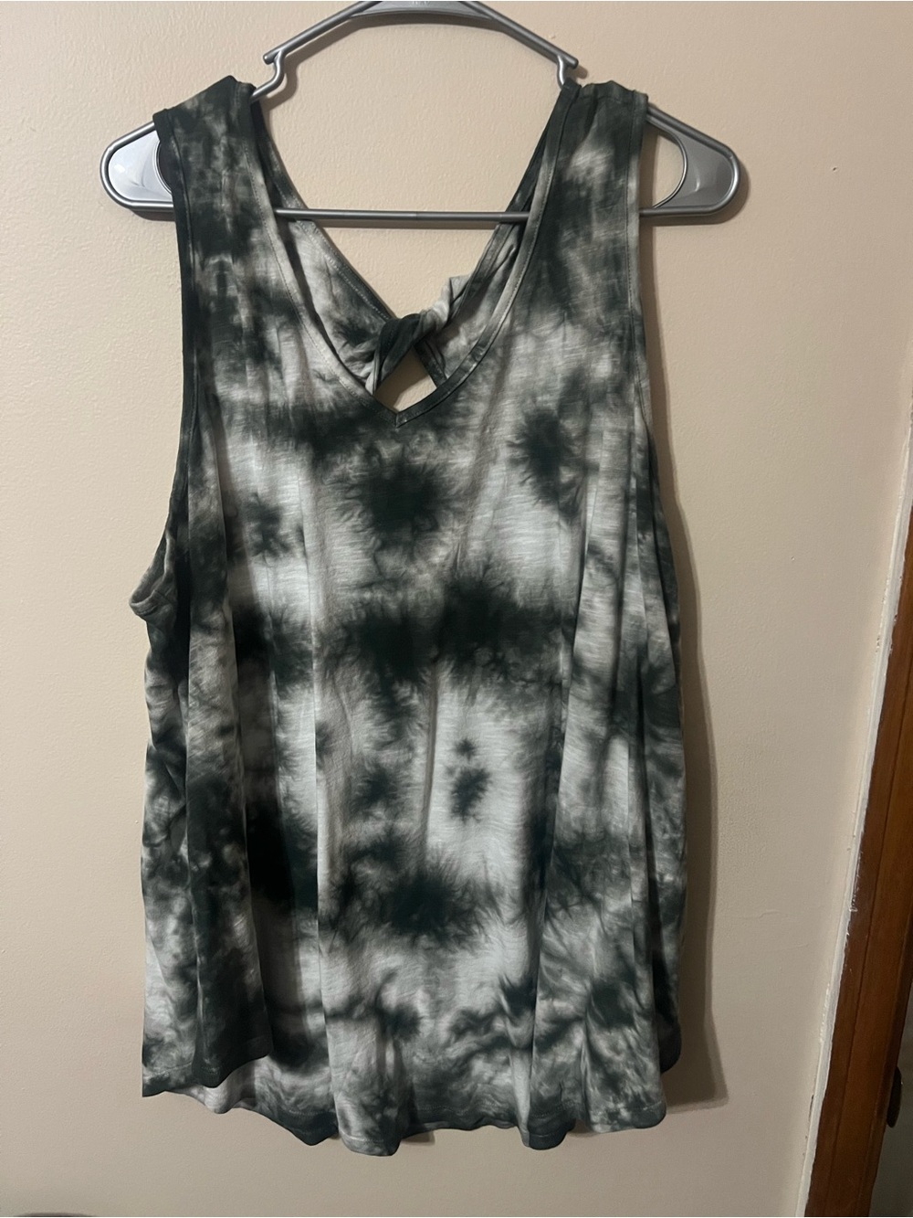 Terra & Sky Black and White Tie-Dye Tank with Knotted Back